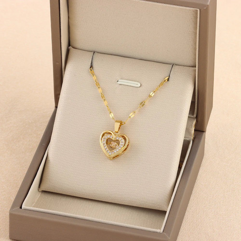 Fashionable Titanium Steel Heart-Shaped Necklace