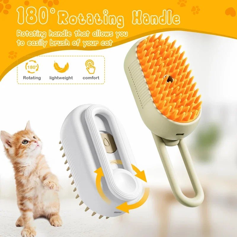 3-in-1 Pet Grooming Brush with Steam & Hair Removal