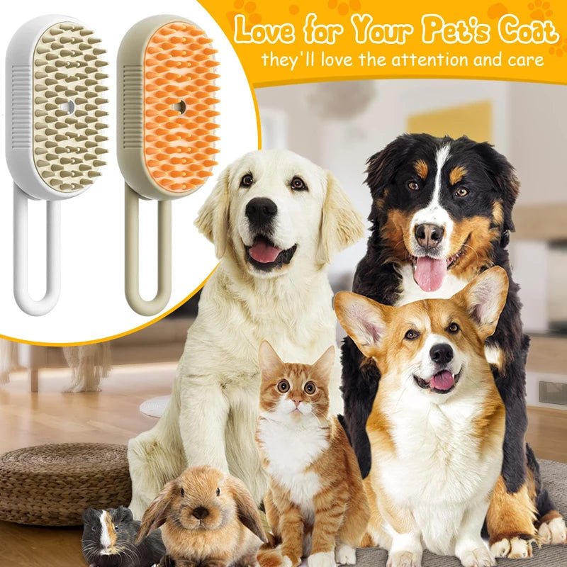 3-in-1 Pet Grooming Brush with Steam & Hair Removal
