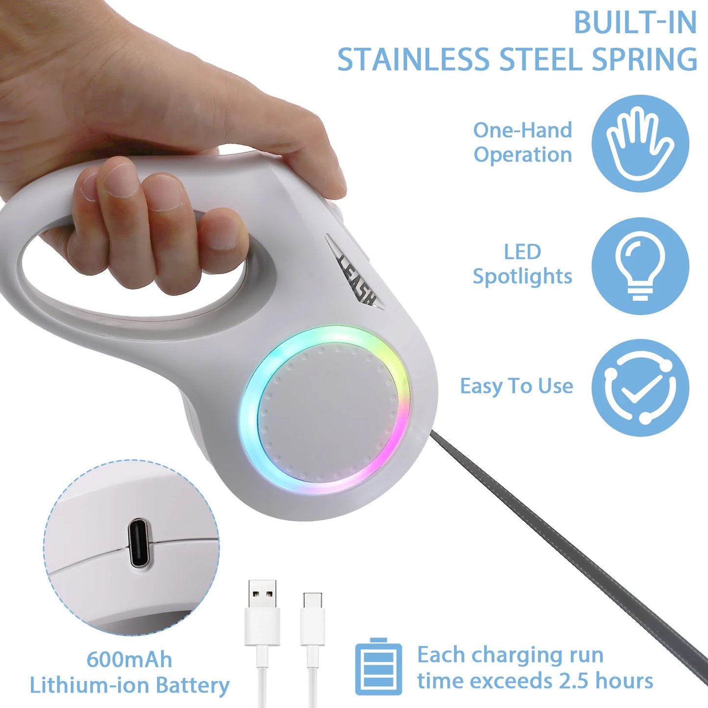 Retractable Dog Leash with LED