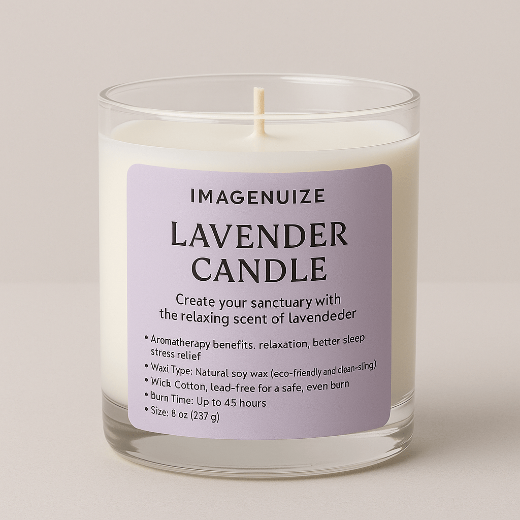 Lavender Candle | Natural Soy Wax, Long-Lasting Relaxing Scent