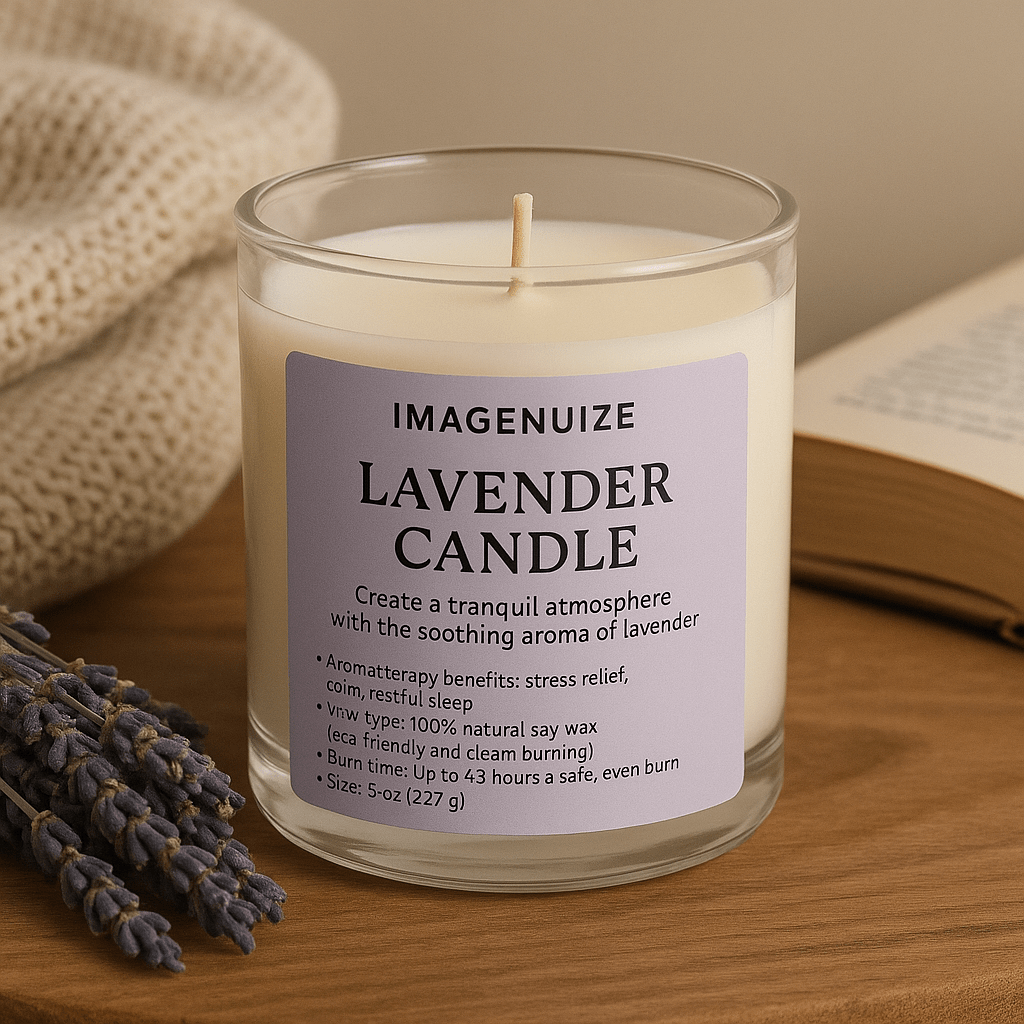 Lavender Candle | Natural Soy Wax, Long-Lasting Relaxing Scent