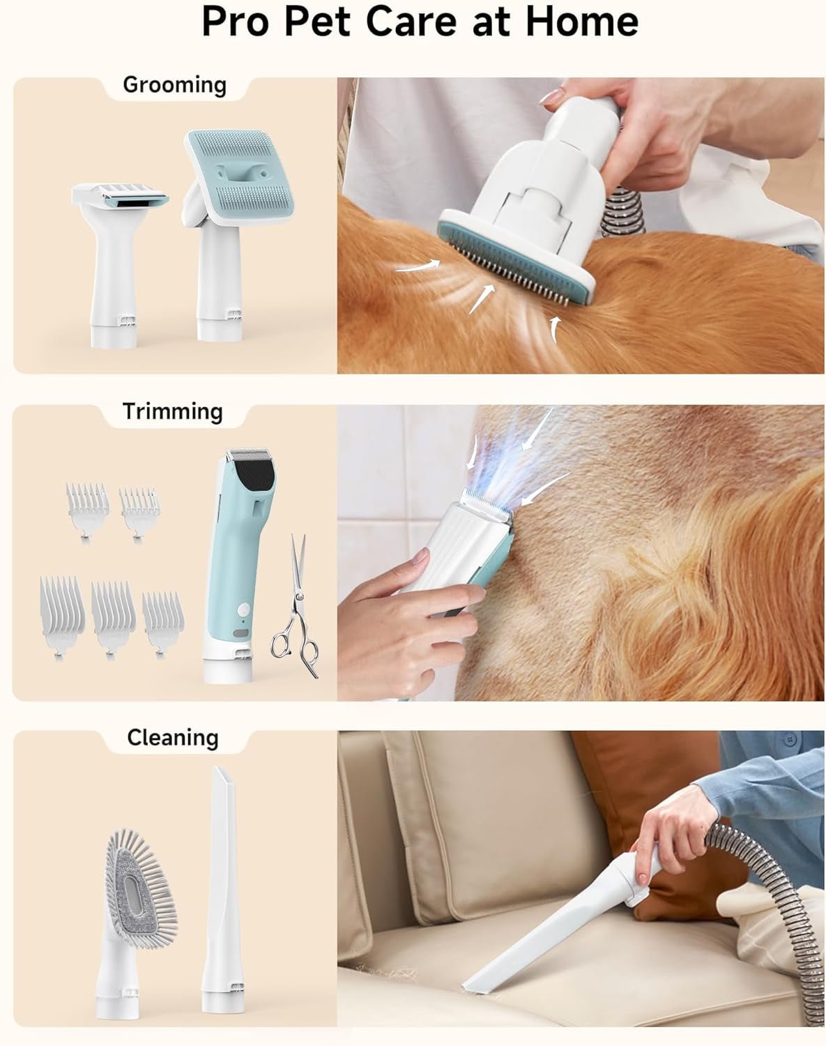 2-in-1 Pet Grooming Vacuum Kit